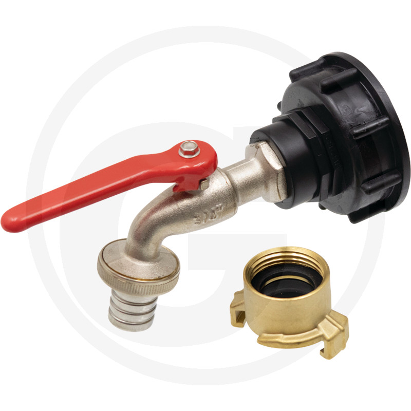 IBC-adapters S60x6 Met Messing Kogelkraan 3/4" En Klauwkoppeling