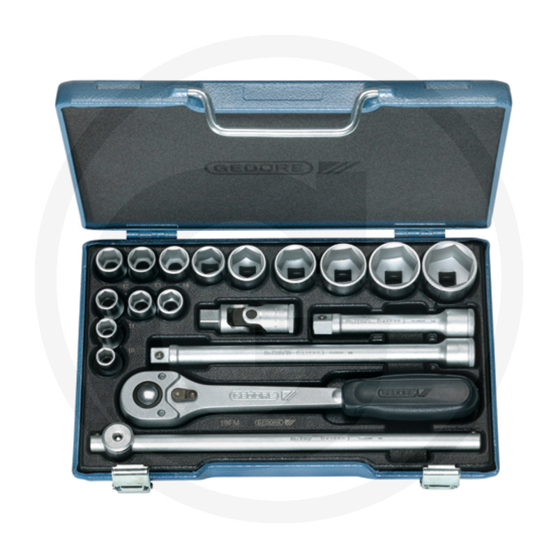 Dopsleutelset, 1/2”, 19-delig