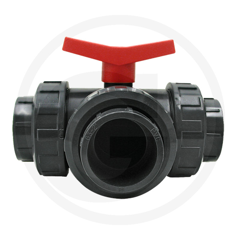 Robinets à boisseau sphérique à 3 voies (PVC), avec alésage en T