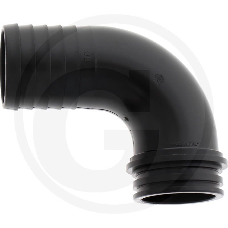Gebogen slangaansluitingen 90° voor wartelmoer / O-ring, PVC