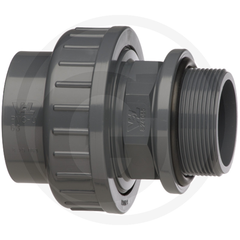 Schroefkoppelingen met O-ring, 1x lijmsok en 1x draad, PVC-U
