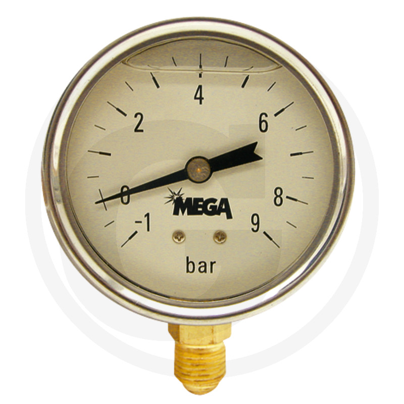 Boîtier en acier inoxydable, rempli de glycérine, Ø : 63 mm, raccord : 1/4" inférieur