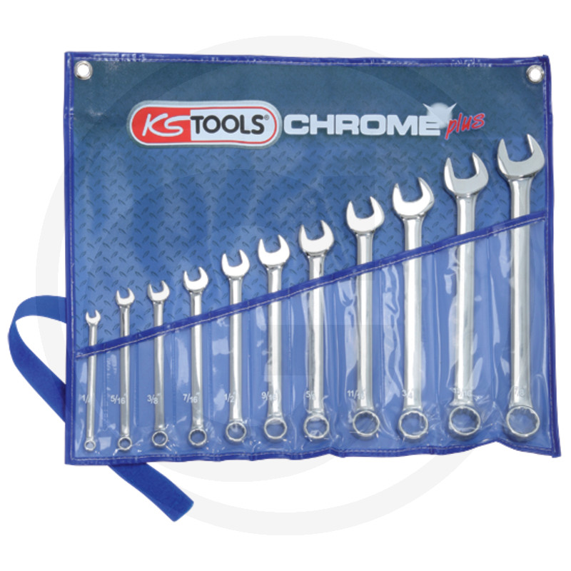 KS Tools CHROMEplus® clés à anneaux, courbées, 7 pièces, 3/8" - 3/4"