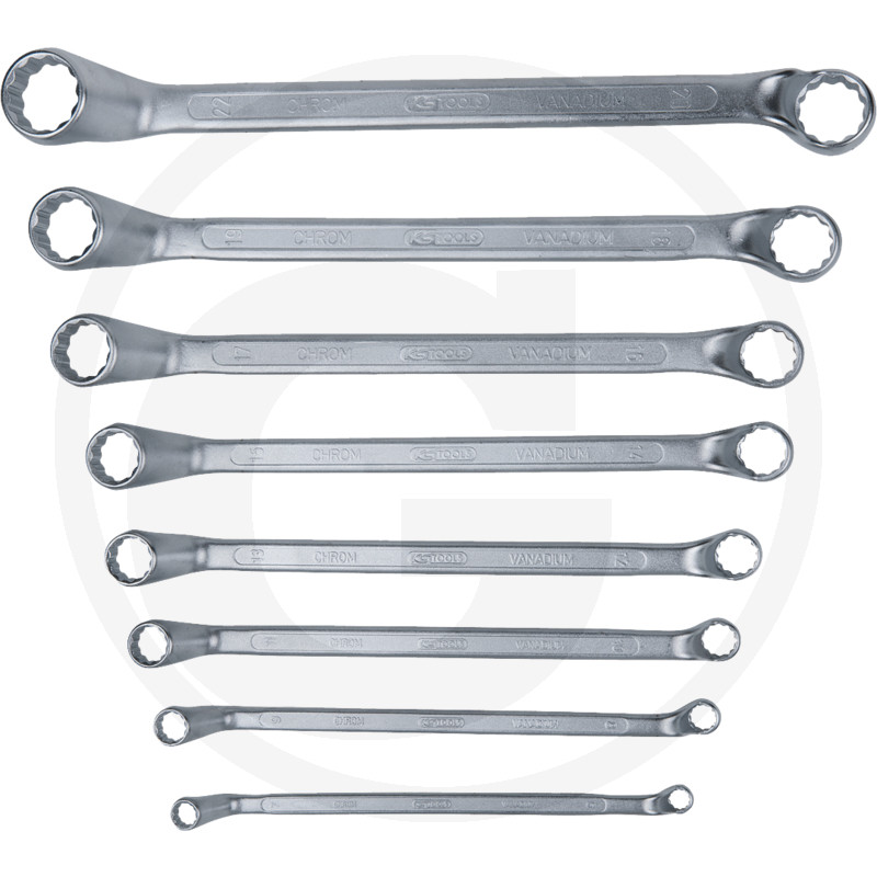 KS Tools CLASSIC clé à double anneau, coudée, 8 pièces, 6 x 7 - 20 x 22 mm