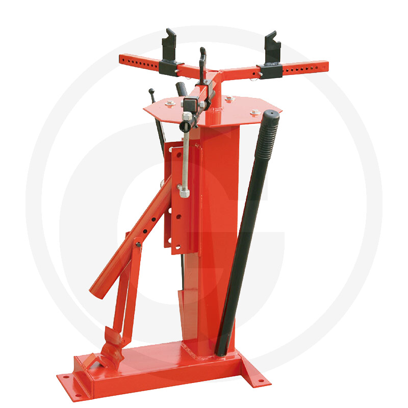 Dispositif de montage de pneus pour tondeuses autoportées, brouettes, charrettes à bras, etc.