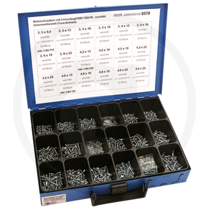 Assortiment plaatschroeven zelftappend, TX, 18-voudig