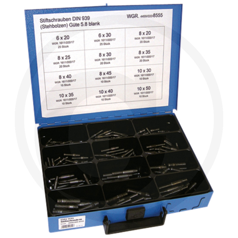 Assortiment stiftbouten (tapeinden), 12-voudig