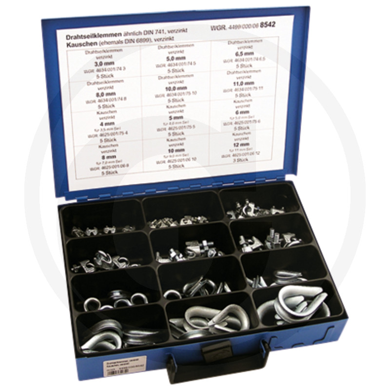 Assortiment staaldraadklemmen/kousen, 12-voudig