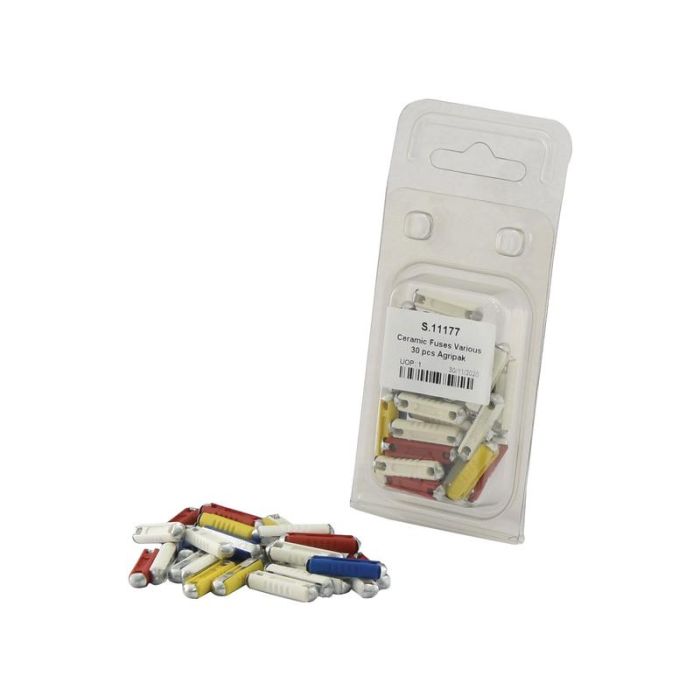 Fusible Porcelaine 5.0, 8.0, 16, 25 Ampères 30 pièces Agripak