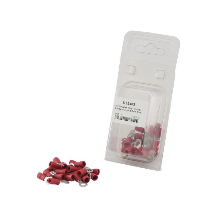 Cosse de câble, décharge de traction simple,, 5.3mm, Rouge (0.5 - 1.5mm) (Agripak 25 pièces) Cosse de câble, décharge de traction simple,, 5.3mm, Rouge (0.5 - 1.5mm) (Agripak 25 pièces)