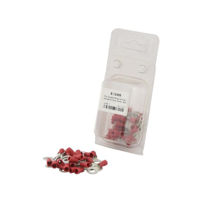 Cosse de câble, décharge de traction simple,, 6.4mm, Rouge (0.5 - 1.5mm) (Agripak 25 pièces)