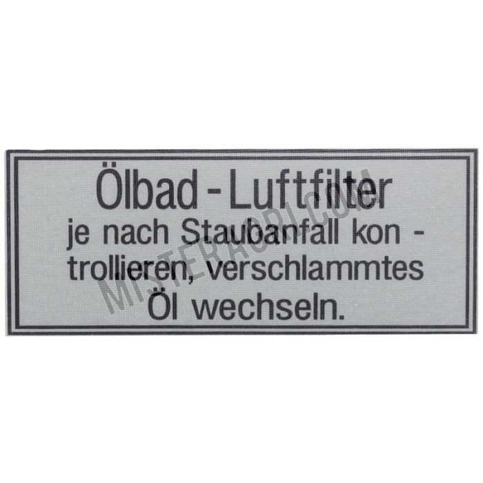 Sticker - luchtfilter Sticker - luchtfilter
