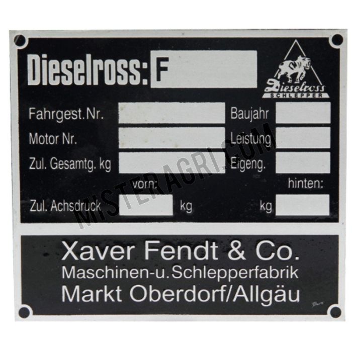 Plaque signalétique - Dieselroß