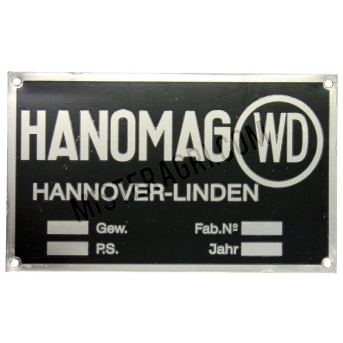 Typeplaatje - Hanomag WD Typeplaatje - Hanomag WD