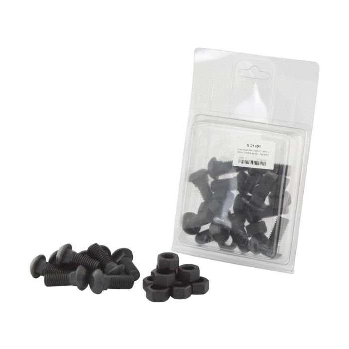 Cup Head Bolt & Nut - M12 x 30mm, Treksterkte 12.9, (10stuks Agripak) Cup Head Bolt & Nut - M12 x 30mm, Treksterkte 12.9, (10stuks Agripak)