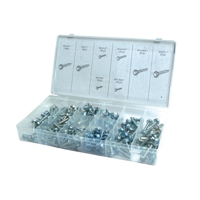 Assortimentsdoos zelftappende schroeven zeskant 4 - 5x12.5 - 25.5 verzinkt Assortimentsdoos