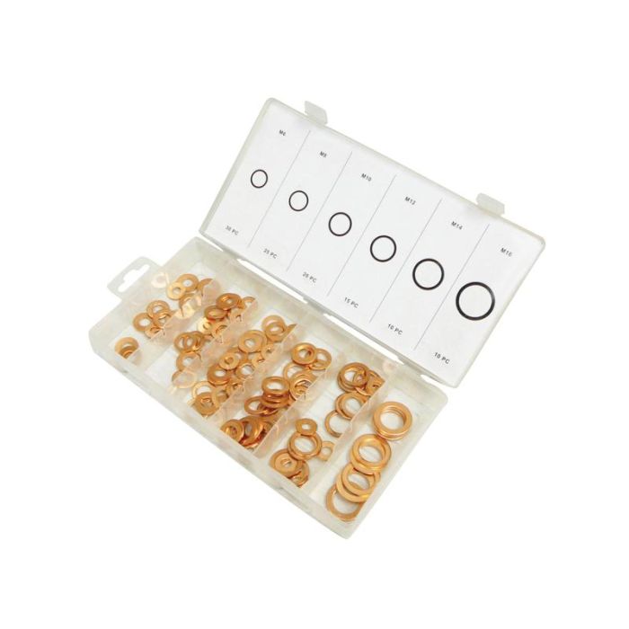 Assortiment koperen ringen 6 - 16mm 110 stuks Assortimentsdoos