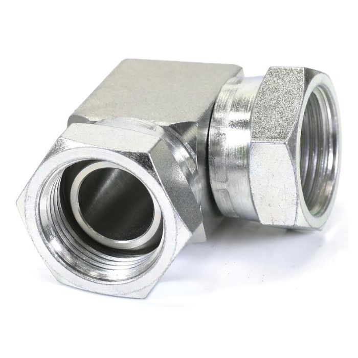 Hydraulisch verloopstuk 3/4'' BSP Wartelmoer, vrouwelijk x 3/4'' BSP Wartelmoer, vrouwelijk 90° Haaks