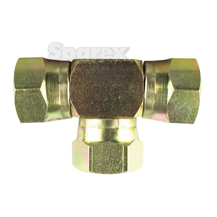 Hydraulische T-koppeling 1/2'' BSP Wartelmoer, vrouwelijk x 1/2'' BSP Wartelmoer, vrouwelijk x 1/2'' BSP Wartelmoer, vrouwelijk