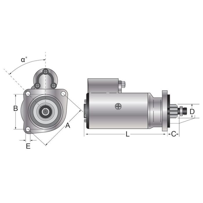 Démarreur - 12 V, 3,2 kilowatts (Sparex)