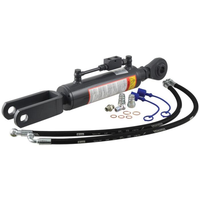 Hydraulische stabilisator (Met: Slangen) - Kogel Ø 28mm - Vork Gat Ø 28mm - Min. Lengte: 680mm, Cylinder binnen Ø: 80mm. Hydraulische stabilisator (Met: Slangen) - Kogel Ø 28mm - Vork Gat Ø 28mm - Min. Lengte: 680mm, Cylinder binnen Ø: 80mm.