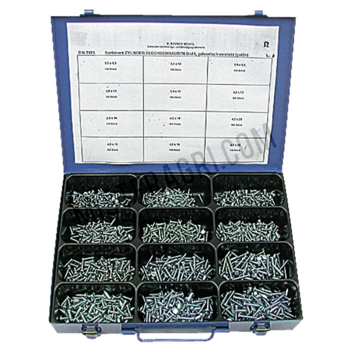 Assortiment plaatschroeven - Inh: 12 maten, 1200 stuks