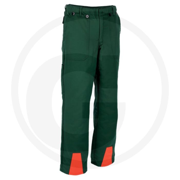 Veiligheidsbroek met snij- en zaagbescherming klasse 1 - werkbroek, normaal, eu maat 48, kleur groen / fel oranje