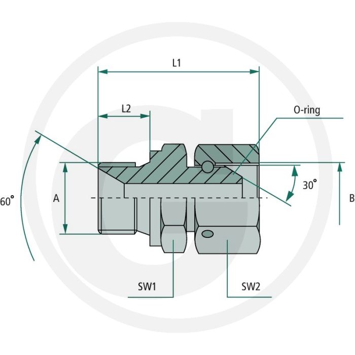 GA 3/4 M-BSP x 1/2 FS-BSP