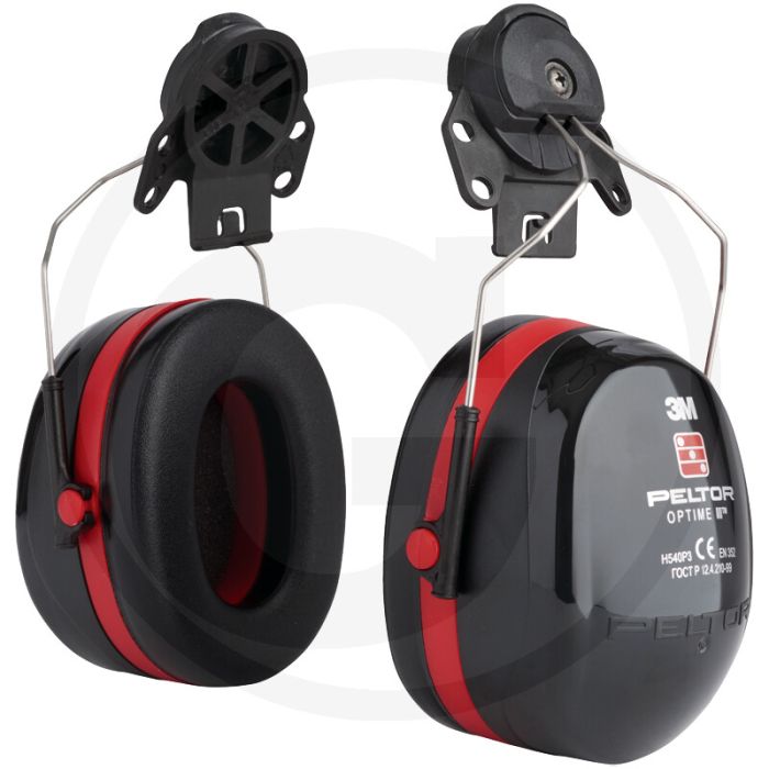 Peltor gehoorbeschermer optime iii (h540p3) - helmmontage, db 34, zwart / rood