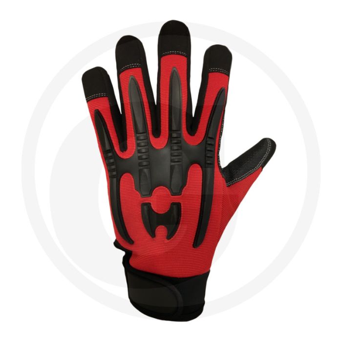 Handschoenen sure grip premium - maat 7, zwart / rood, s, kunstleer, ademend, pvc-versterking, duimzadel, knokkelbescherming, klittenbandsluiting