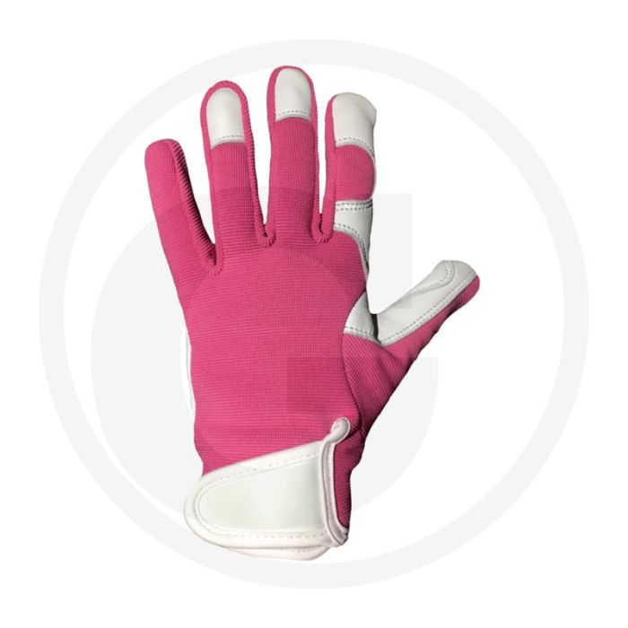 Tuinhandschoenen lady - geitenleer, maat l, wit/roze