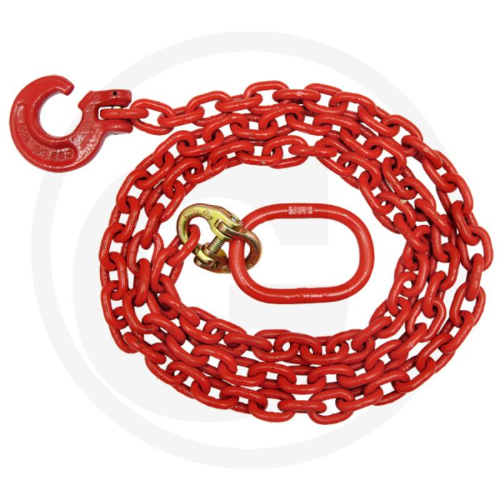 Chaîne qualité spéciale 8, ronde, avec crochet paille et oeil ovale - charge de rupture min. 8,2t