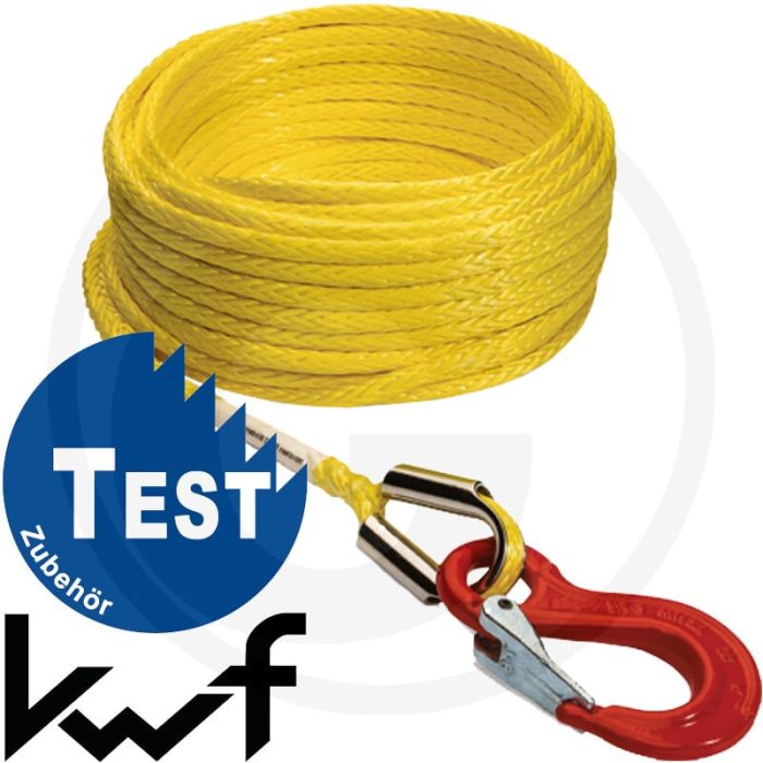 Novoleen liertouw met sterke veiligheidshaak - 16mm koord-Ø, 60m lengte, 21,0t minimale breukbelasting