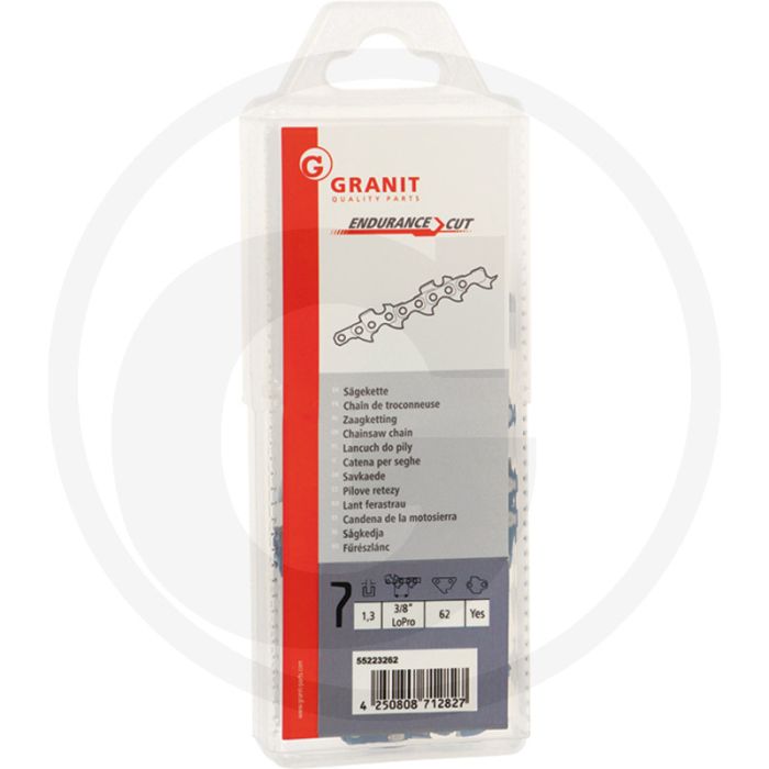 Endurance cut zaagketting ronde zaagtand - 3/8' lopro steek, 1,3mm verbindingsschakeldikte, 62 aandrijfschakels