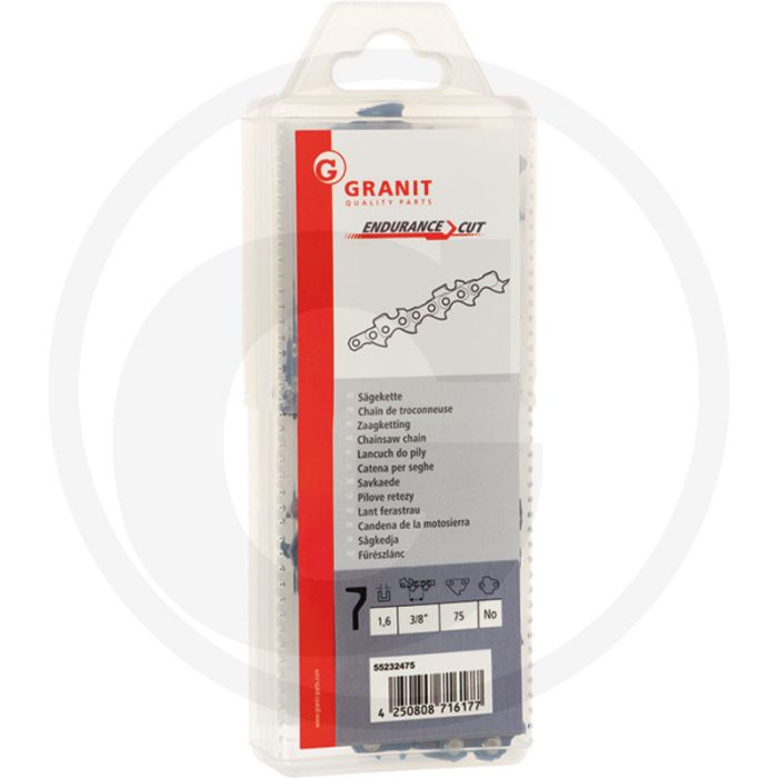 Endurance cut zaagketting haakse zaagtand - steek 3/8' 1,6mm 75 aandrijfschakels