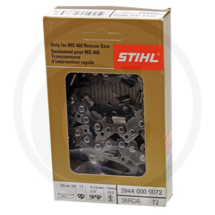 Stihl zaagketting ronde zaagtand redding - 3/8' steek, 1,6mm dikte, 72 aandrijfschakels