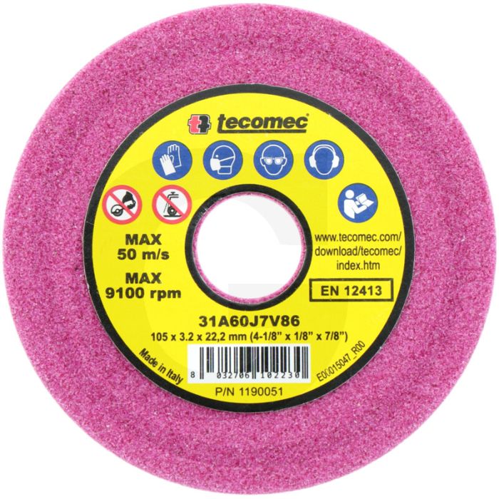 Disque abrasif Tecomec pour affûteuse de chaînes - compatible avec les pas de chaîne : 1/4", 3/8" Lopro, .325" - Ø 105 mm Disque abrasif Tecomec pour affûteuse de chaînes - compatible avec les pas de chaîne : 1/4", 3/8" Lopro, .325" - Ø 105 mm