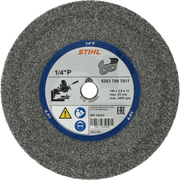 Disque abrasif Stihl pour affûteuse de chaînes Hos et Usg - 1/4" P - 140 mm - gris Disque abrasif Stihl pour affûteuse de chaînes Hos et Usg - 1/4" P - 140 mm - gris