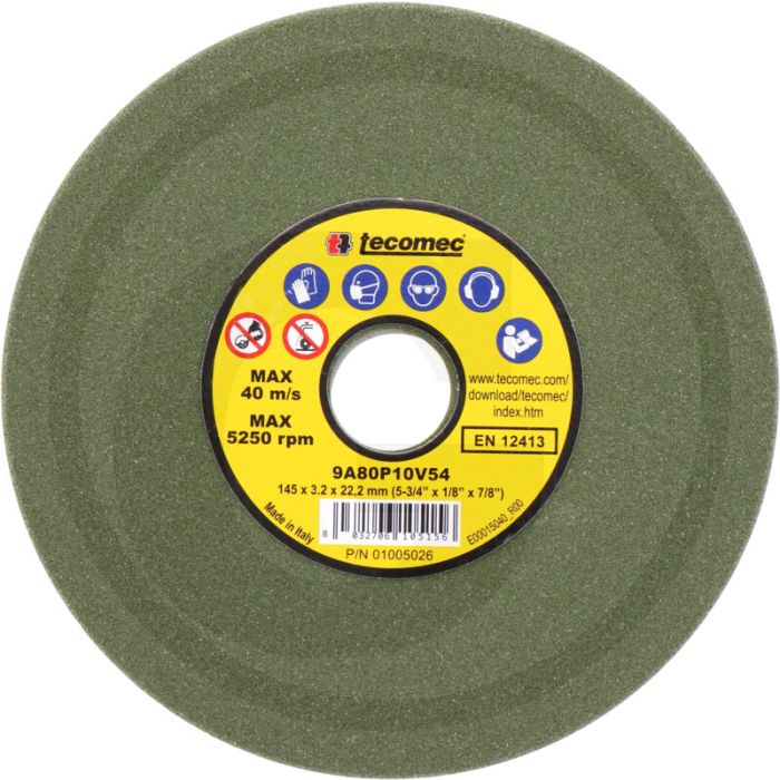 Disque abrasif Tecomec pour affûteuse de chaînes - compatible avec les pas de chaîne : 1/4", 3/8" Lopro, .325"