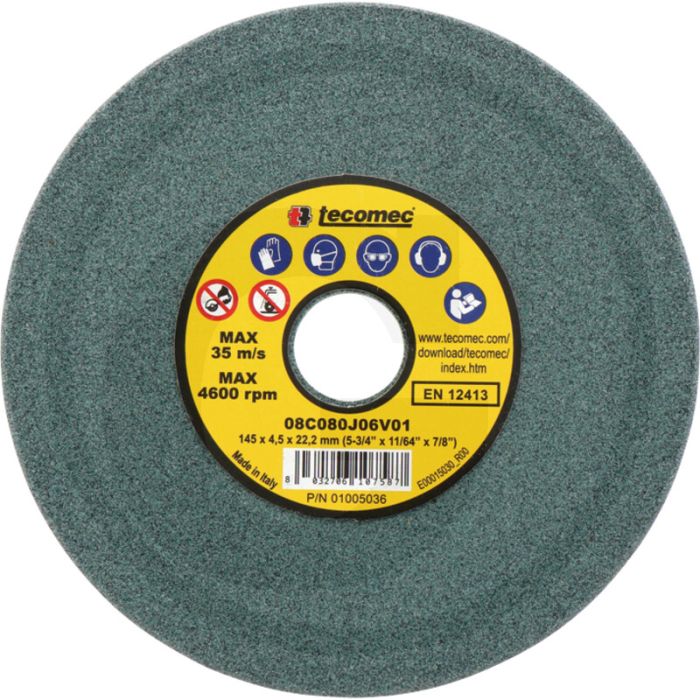 Disque d'affûtage Tecomec pour affûteuse de chaîne - compatible avec les pas de chaîne : .325", 3/8" - diamètre extérieur : 145 mm
