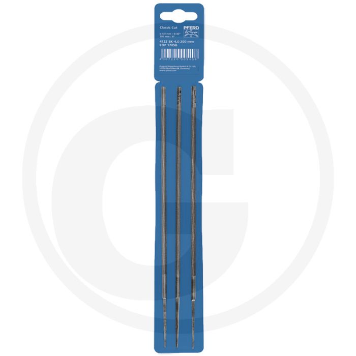 Lime pour tronçonneuse Pferd « Classic Line » en emballage de vente au détail, lot de 3 – compatible avec les chaînes de 1/4" et 3/8" – 3 pièces