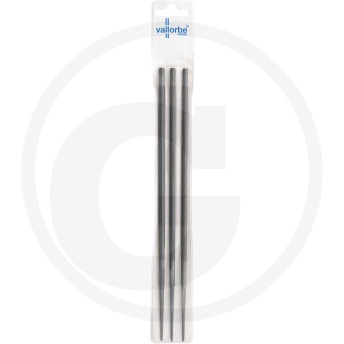 Lime pour tronçonneuse Vallorbe en emballage de vente, lot de 3 - Ø 5,2 mm, longueur 200 mm, 3 pièces