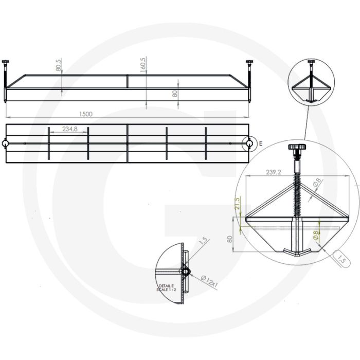 Ferkeltrog 150 cm mit 2 spannhaken und liegesperre