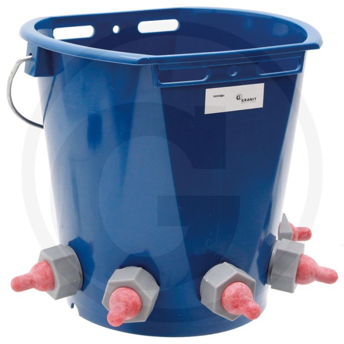 Horizont drinkemmer kunststof, circa 10 liter, aan beide zijden afgevlakt 5 spenen - 10l capaciteit