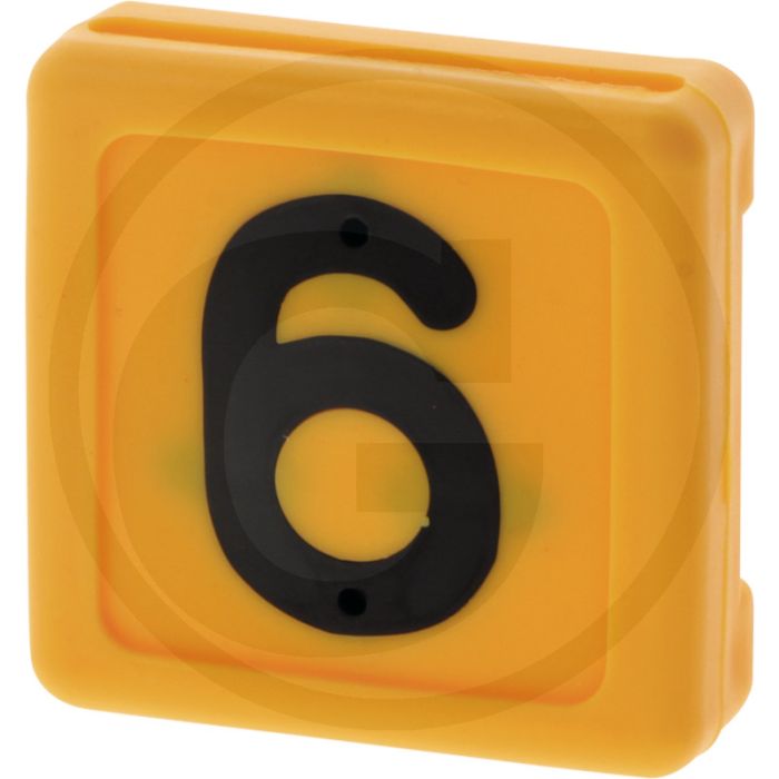 Horizont vpe10 blocknummer für halsband und halfter (rinder) - gelb, 40 x 45 mm, nummer 6 und 9