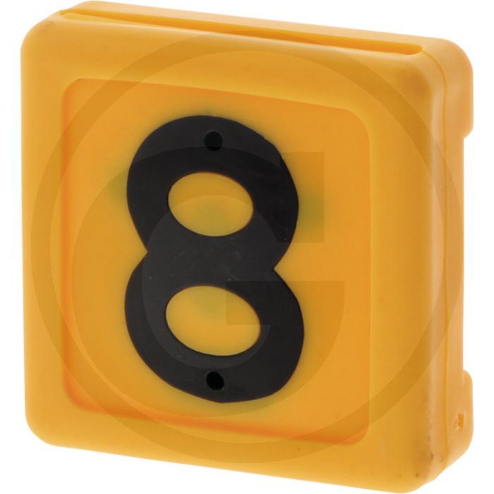 Horizont vpe10 : plaque numérotée pour collier et licol (bétail) - orange, 40 x 45 mm, numéro 8, 10 pièces