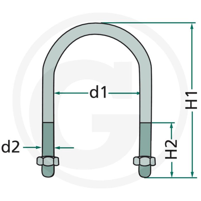 Bügelschraube - edelstahl, d1 : 64mm, d2 : m8, h1 : 108mm, h2 : 40mm