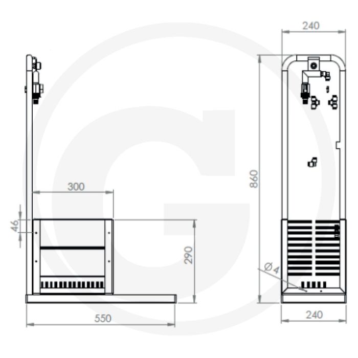 Stiefelreiniger - chassis voll edelstahl - wasserleitung - vakuum - 5 nylon-bürsten