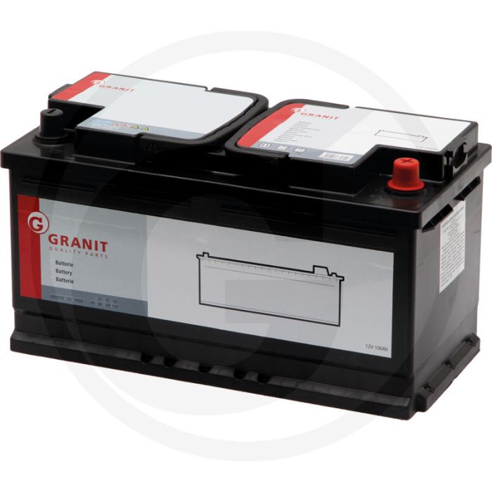 Accu 12 v / 100 ah accu`s voor tractie en verlichting, gevuld en geladen - afmetingen 353 x 175 x 190 mm