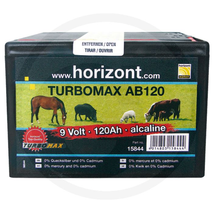 Horizont droge batterij turbomax ab 120 - alkalisch, 9v, 120ah, kleine behuizing